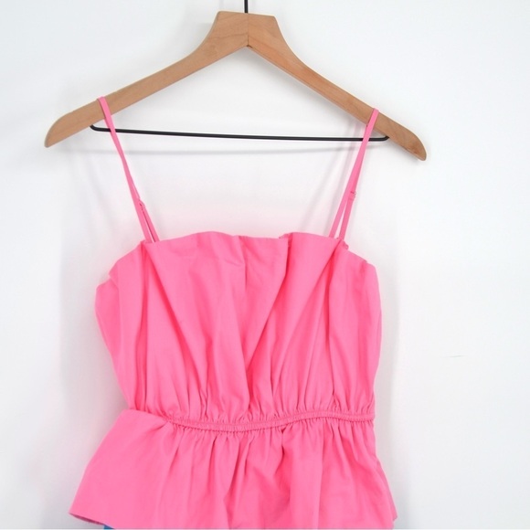 NEW Milly Nina Tiered Colorblock Mini Dress Ruffle Poplin Pink Blue Women's S - Picture 4 of 13